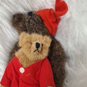 Brown and Red Stuffed Bear Toy